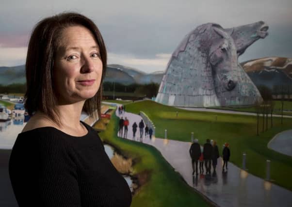 Artist Lesley Banks has naturally featured the iconic Kelpies in her work, as well as the Wheel.