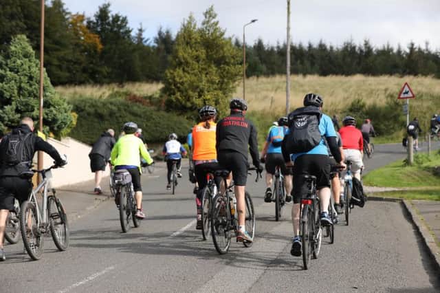Pedal for Scotland passing through Avonbridge . Picture by Jamie Forbes.