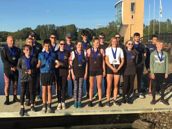 The medal-strewn Linlithgow contingent are pictured after last weekends event at Strathclyde Park (Submitted pic)