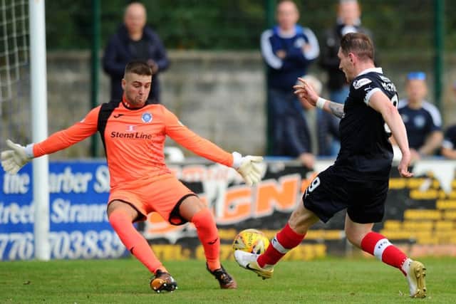 McManus reckons he should have scored at Stranraer last week. Picture: Michael Gillen.