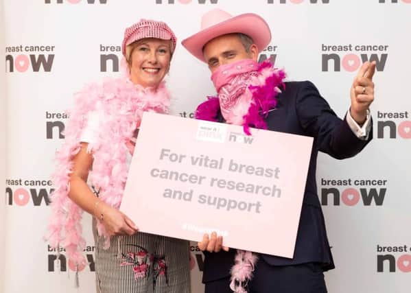 Edinburgh Western MSP Alex Cole-Hamilton with constituent Alison Tait  who is living with incurable secondary breast cancer