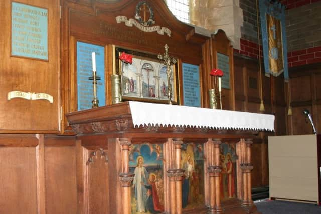 The war memorial in Falkirk's Christ Church, where Ison's name is inscribed.