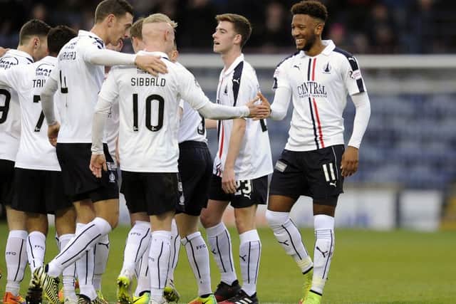 07-01-2017. Picture Michael Gillen. KIRKCALDY. Stark's Park. Raith Rovers FC v Falkirk FC. SPFL Ladbrokes Championship. Falkirk goal Myles Hippolyte 11.