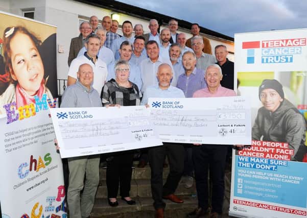 Larbert and Falkirk 41 Club members raised four-figure sums for CHAS and Teenage Cancer Trust. Picture: Michael Gillen