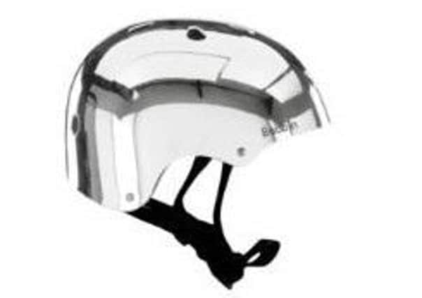 A Police Scotland image of a skateboarder helmet similar to the one worn by a man who exposed himself to a woman on a canal path in Allandale