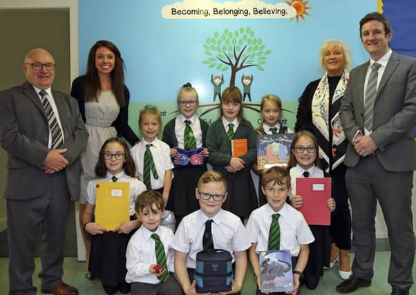 Councillor David Dodds (right) joined pupils and staff at Springfield Primary last week. Photo by Eddie Anderson.