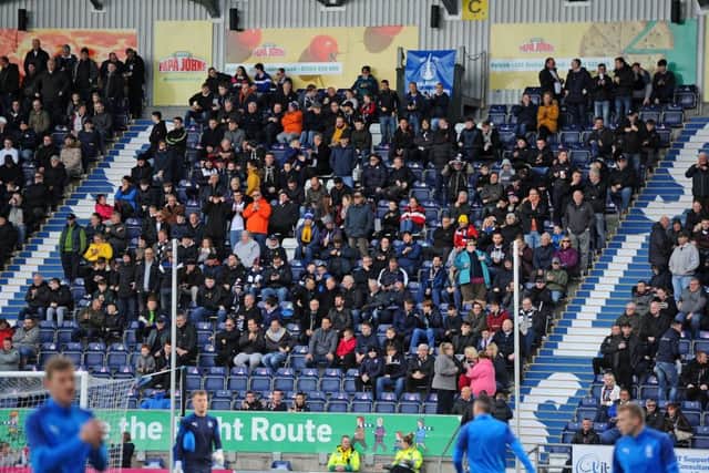 19-10-2019. Picture Michael Gillen. FALKIRK. Falkirk Stadium. Falkirk FC v Peterhead FC. Matchday 10. SPFL Ladbrokes League One. Falkirk fans.