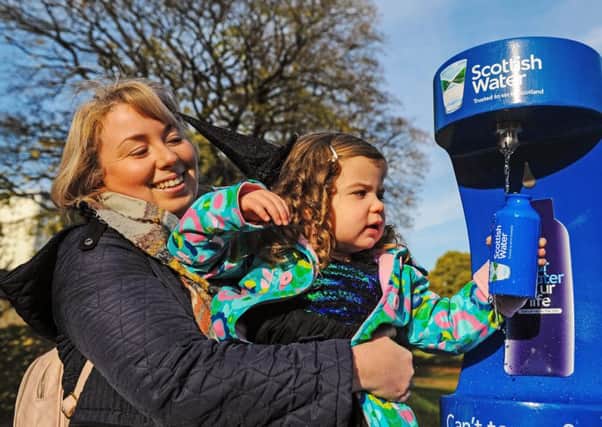 Nicola Wallace (31) and daughter Aila Robertson (3) from Larbert put the new tap to the test
