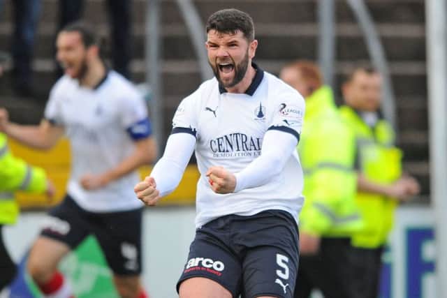Mark Durnan celebrates scoring first goal in two years