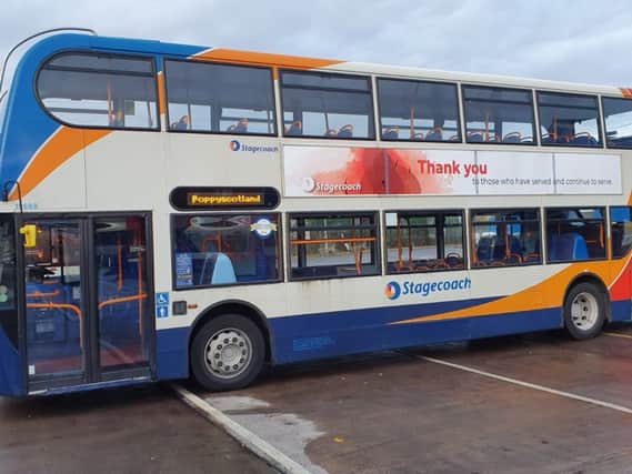 Stagecoach has applied poppy artwork - the symbol of remembrance and hope -  to 29 buses throughout the East of Scotland.