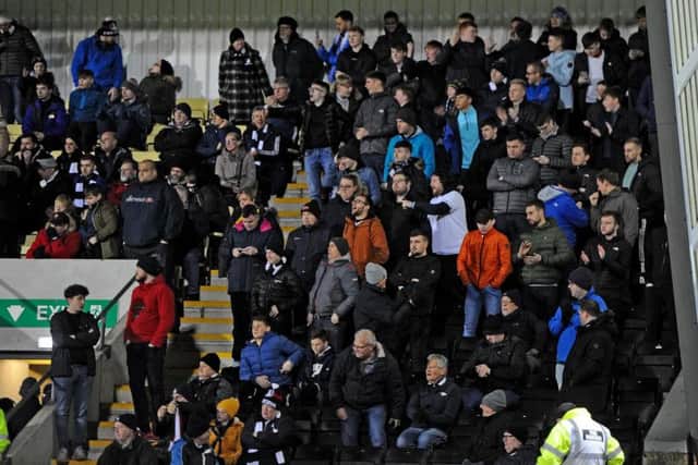 Falkirk fans at Dumbarton. Picture: Michael Gillen.