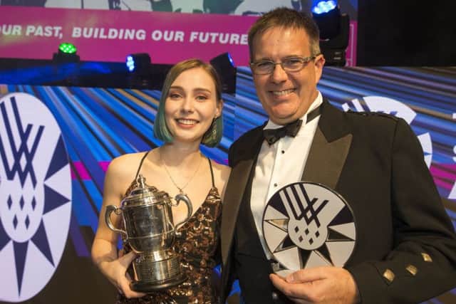 Team Scotland sport awards 2019. Sportsperson of the year Seonaid McIntosh with dad And Coach of the Year Donald McIntosh