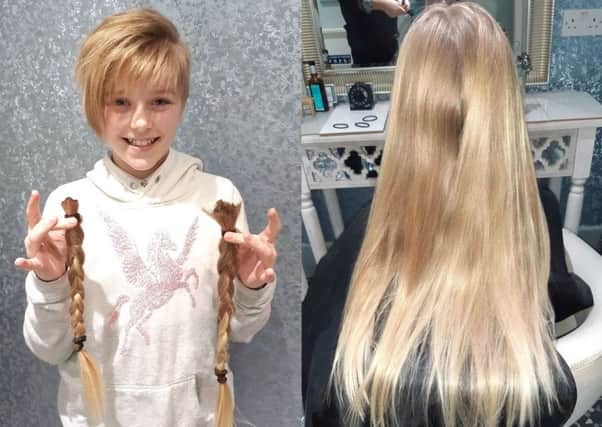 Madeleine Barnes had her long hair all cut off to give  it to The Little Princess Trust.