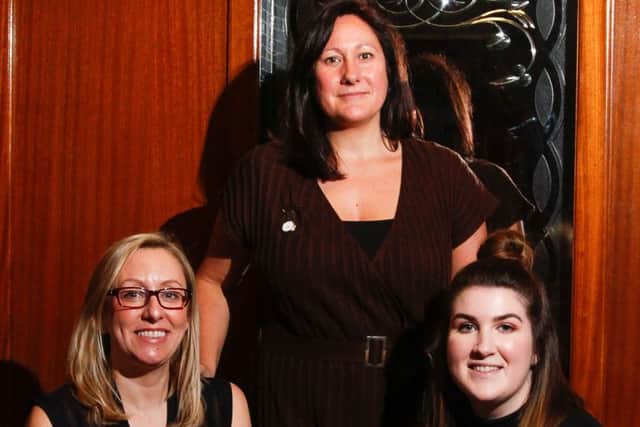 Carol Hendrie (left), owner of Professional Salon Training, with employees Lee Robertson (middle) and Kirsty Rodger. Picture: Scott Louden